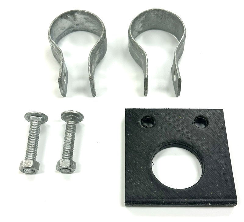 1-3/8" UHMW Black Shaft Hangers W/ 2 - 1-5/8" Brace Bands, 5/16 x 1-3/4" Galvanized Carriage Bolts & Nuts